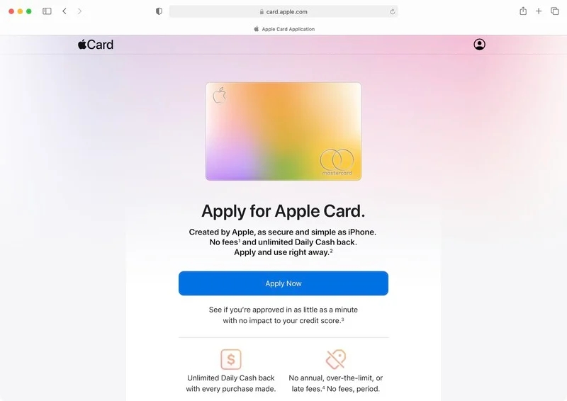 美国用户现在可以不用iPhone钱包 直接在网上申请Apple Card