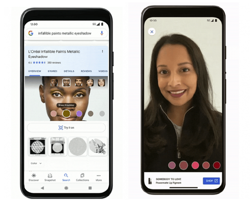 谷歌现在可以让消费者使用AR虚拟试妆以及从影响者视频中购物