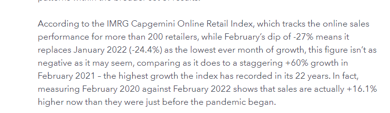 2月份英国在线零售额下降27%