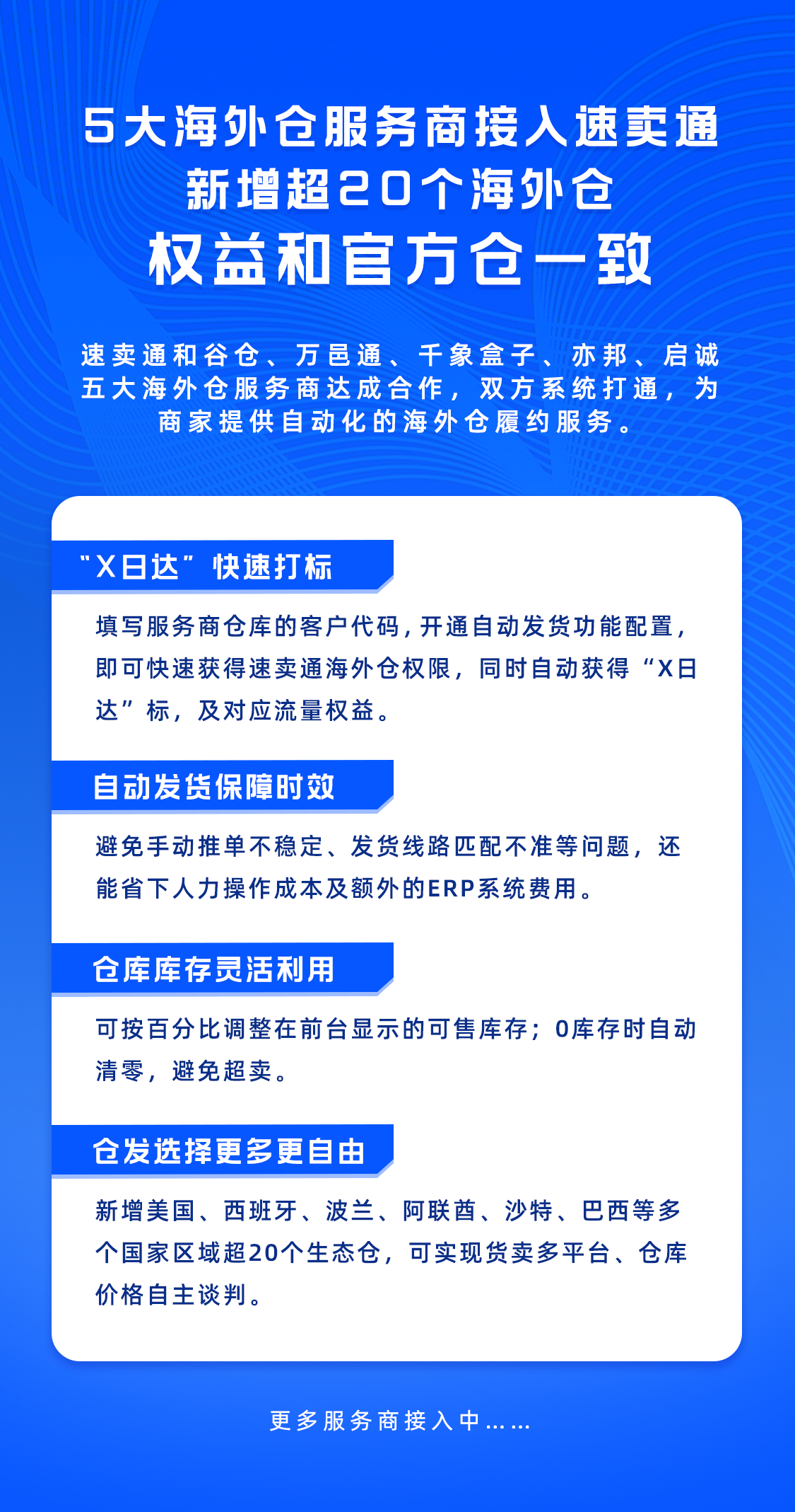 5大海外仓服务商接入速卖通：新增超20个海外仓，权益和官方仓一致