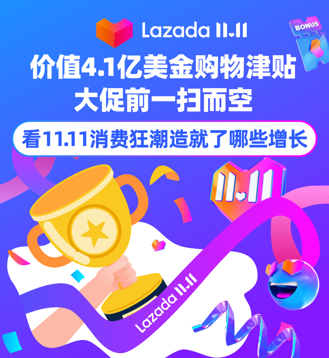 Lazada：价值4.1亿美金购物津贴一扫而空，看11.11消费狂潮造就了哪些增长