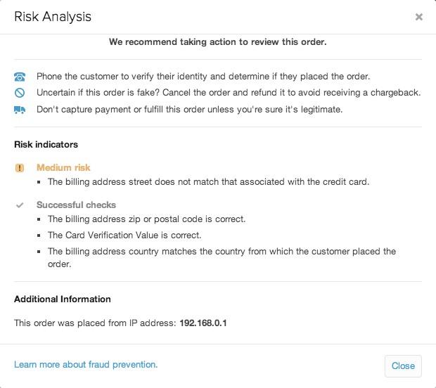 Shopify卖家指南 Risk Analysis风险分析