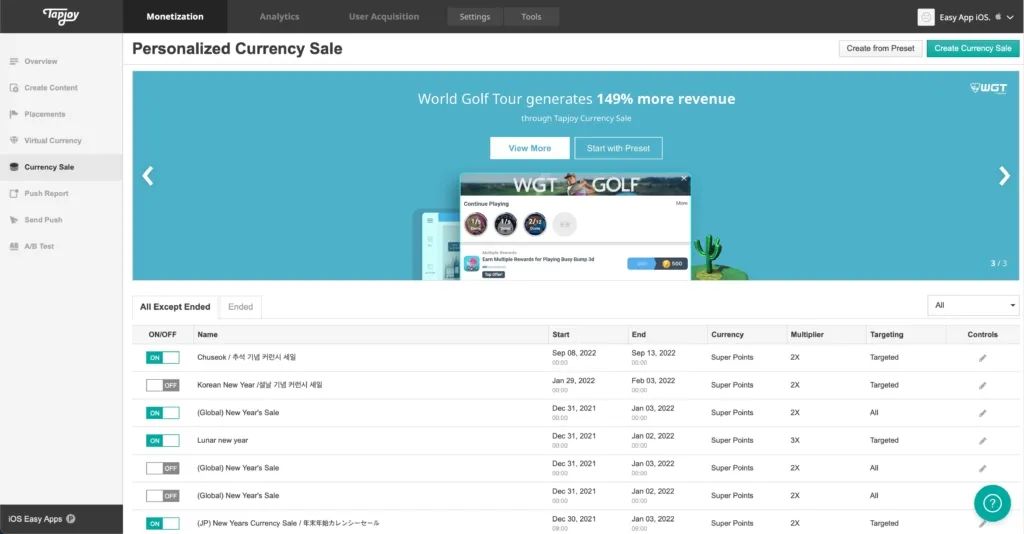 Tapjoy|【GAME ON】利用 Currency Sale Preset 功能提高货币销售收入