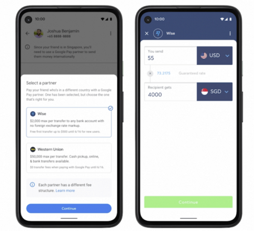Google Pay的美国用户现在可以向印度和新加坡的用户汇款