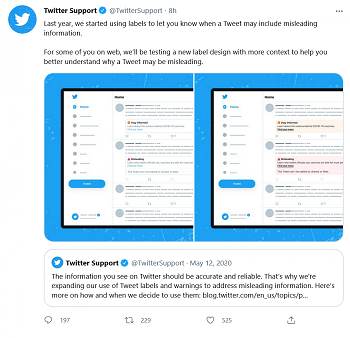 Twitter正在测试吸引注意力的虚假信息标签
