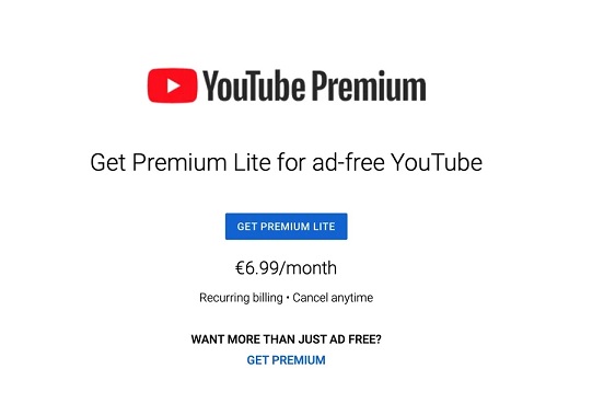 YouTube正测试“Premium Lite”订阅套餐，仅提供无广告观看功能