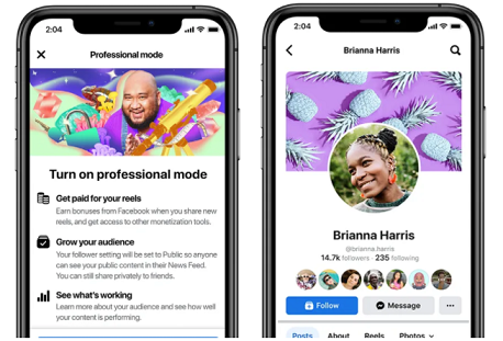 Facebook新的专业模式资料让创作者解锁观众增长工具