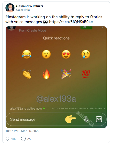 Instagram正开发新功能，将允许用户用语音信息回复Stories
