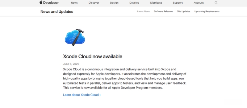 苹果的云计算CICD开发平台Xcode Cloud全面推出上线