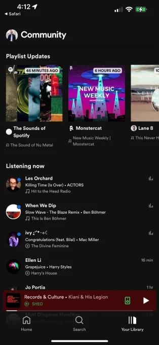 Spotify开发“社区”新功能 允许用户实时查看朋友正在播放哪些音乐