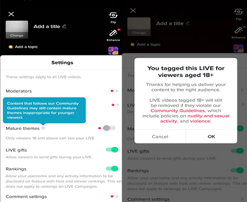 TikTok正在测试将直播限制在18岁以上观众的功能