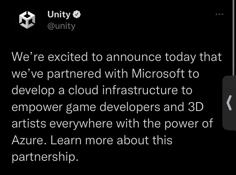 Unity和微软达成云合作，通过Azure为实时3D体验提供支持