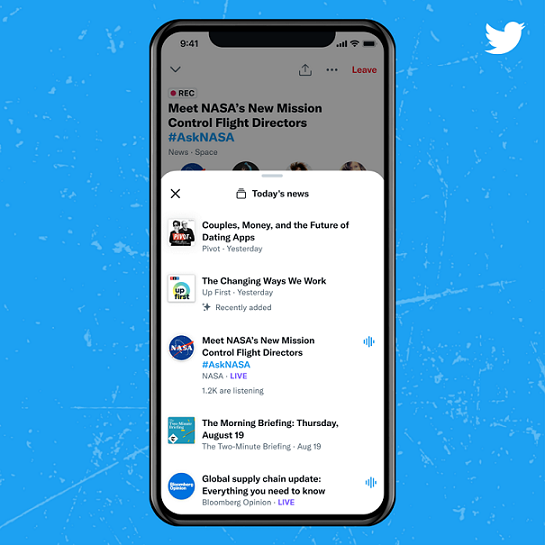 Twitter正式在其平台推出播客